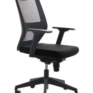 Silla Rocada Mecanismo Sincro Soporte Lumbar Respaldo y Brazos Regulables en Altura Tapizado Tela Ignifuga Negro Bestseller
