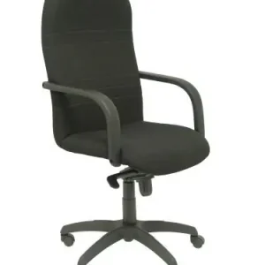 Silla Piqueras y Crespo Letur Direccion Brazos Fijos Mecanismo Basculante y Altura Ajustable Gran Confortabilidad Ruedas de Nylon Asiento y Respaldo Tapizado Bali Negro Auténtico