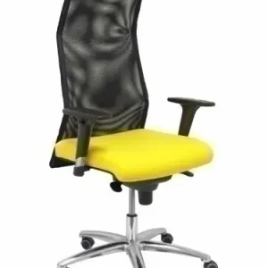 Sillon Piqueras y Crespo Sahuco Direccion Uso Intensivo (8H) Brazos Regulables Mecanismo Sincro Respaldo Malla Transpirable y Asiento Tapizado Bali Amarillo Profesional