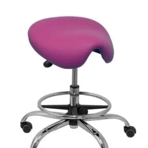 Taburete Piqueras y Crespo Alatoz Clinico Giratorio Ergomico Mecanismo Basculante Regulable en Altura con Aro Reposapies Ruedas de Nylon y Asiento Tapizado Similpiel Morado Original