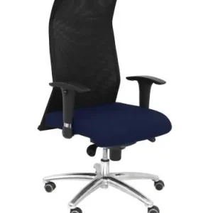Sillon Piqueras y Crespo Sahuco Xl Direccion Hasta 160 Kg Mecanismo Sincro Brazos Regulables en Altura Respaldo Malla Transpirable Negra Asiento a Medida con Espuma Viscoelastica y Tapizado Bali Azul Moderno