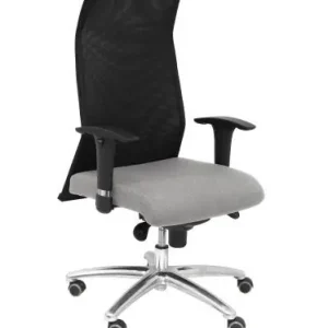 Sillon Piqueras y Crespo Sahuco Xl Direccion Hasta 160 Kg Mecanismo Sincro Brazos Regulables en Altura Respaldo Malla Transpirable Negra Asiento a Medida con Espuma Viscoelastica y Tapizado Bali Gris Alta Calidad