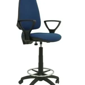 Taburete Piqueras y Crespo Elche Cp Brazos Fijos Ergomico Mecanismo de Contacto Permanente Regulable en Altura y Aro Reposapies Cromado Ruedas de Nylon Asiento y Respaldo Tapizados Bali Azul Marino Precio Bajo