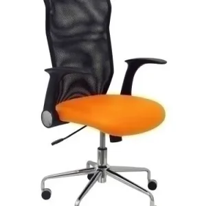Silla Piqueras y Crespo Minaya Brazos Retractiles Mecanismo Basculante Ergonomica Respaldo Malla Transpirable Negra Asiento Tapizado Similpiel Naranja Directo De Fábrica