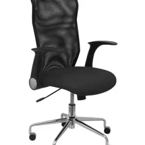 Silla Piqueras y Crespo Minaya Brazos Retractiles Mecanismo Basculante Ergonomica Respaldo Malla Transpirable Negra Asiento Tapizado Similpiel Negro Moderno