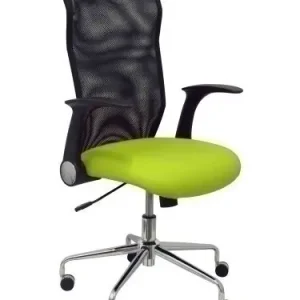 Silla Piqueras y Crespo Minaya Brazos Retractiles Mecanismo Basculante Ergonomica Respaldo Malla Transpirable Negra Asiento Tapizado Similpiel Pistacho Envío Exprés