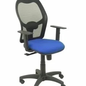 Silla Piqueras y Crespo Alocen Brazos Regulables Mecanismo Sincro Refuerzo Lumbar Ruedas Nylon Respaldo Malla Negra Transpirable y Asiento Tapizado Bali Azul Precio Bajo