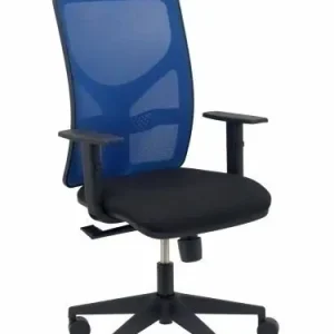 Silla Piqueras y Crespo Motilla Brazos Regulables Mecanismo Sincro con Regulador de Tension Respaldo de Malla Azul y Asiento Tapizado Bali Negro Imprescindible (Must-Have)