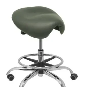 Taburete Piqueras y Crespo Alatoz Clinico Giratorio Ergomico Mecanismo Basculante Regulable en Altura con Aro Reposapies Ruedas de Nylon y Asiento Tapizado Similpiel Gris Oscuro Última Oportunidad