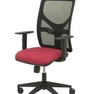 Barato Silla Piqueras y Crespo Motilla Brazos Regulables Mecanismo Sincro con Regulador de Tension Respaldo de Malla Negra y Asiento Tapizado Bali Granate