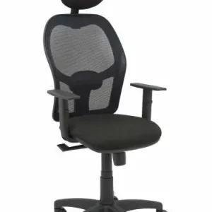 Bestseller Silla Piqueras y Crespo Alocen Brazos Regulables Cabecero Incluido Mecanismo Sincro Refuerzo Lumbar Ruedas Nylon Respaldo Malla Negra Transpirable y Asiento Tapizado Bali Negro