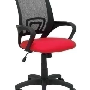 Silla Piqueras y Crespo Vianos Brazos Fijos Mecanismo Basculante con Regulador de Presion Elevacion del Asiento en Altura Ruedas Nylon Respaldo Malla Transpirable Negra y Tapizado Bali Rojo Última Oportunidad