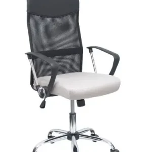 Silla Piqueras y Crespo Gontar Direccion Brazos Fijos Mecanismo Basculante Regulable en Altura Base Cromada Ruedas Parquet Respaldo Malla Transpirable Negra y Asiento Tapizado Malla Gris Claro Nueva Colección