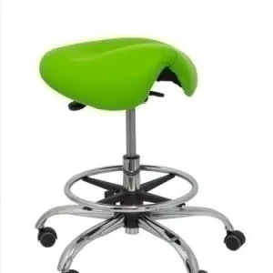 Stock Limitado Taburete Piqueras y Crespo Alatoz Clinico Giratorio Ergomico Mecanismo Basculante Regulable en Altura con Aro Reposapies Ruedas de Nylon y Asiento Tapizado Similpiel Verde Pistacho