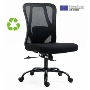 Silla de Oficina Archivo 2000 Eiruga Asiento Tela Respaldo Malla Regulable en Altura Mecanismo Sincronizado Negro Oferta