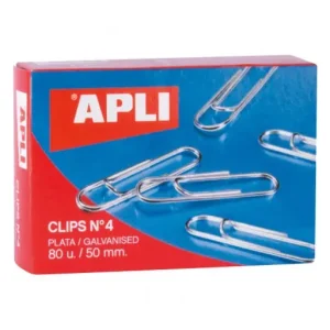 APLI 80 CLIPS LABIADOS PLATEADOS Nº4 50MM - 11716 Alta Calidad