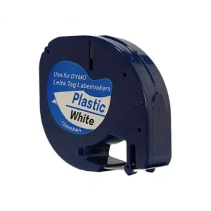 Nuevo Modelo COMPATIBLE DYMO CINTA LETRATAG 12MM NG/BL - 91201