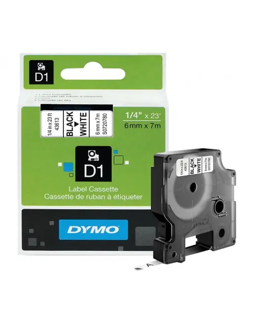 DYMO CINTA D1 6MMX7M NEGRO BLANCO 43613 - 43613 / S0720780 Certificado