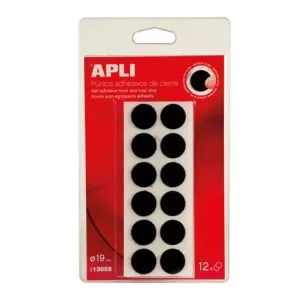 APLI 12 PUNTOS ADHESIVOS VELCRO DE CIERRE DIAMETRO.19CM NEGRO - 13658 Pedido Al Por Mayor