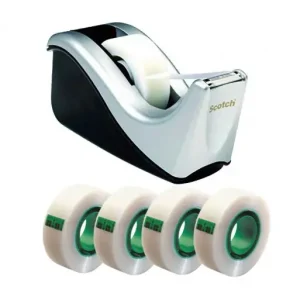 Mejor Precio SCOTCH PORTARROLLOS DISPENSADOR C60-ST NEGRO-PLATA +4CINTAS - C60ST4