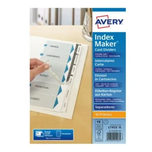 AVERY SEPARADORES CARTULINA A4 12 POSICIONES IMPRIMIBLE - 01640061 Oferta