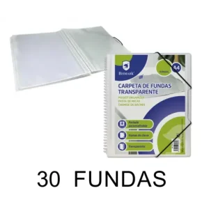 Mejor Calidad BISMARK CARPETA 30 FUNDAS CON TAPA PERSONALIZABLE CIERRE CON GOMA POLIPROPILENO TRANSLÚCIDO - 328232