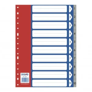 DOHE ÍNDICES POLIPROPILENO 1 AL 10 - GRIS 225 X 300 FORMATO A4 - 90237 Hecho A Mano
