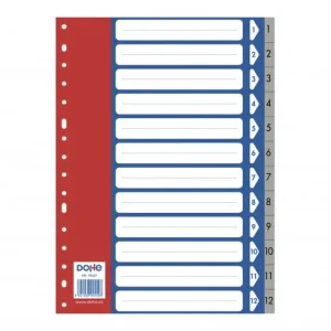 Oferta DOHE ÍNDICES POLIPROPILENO 1 AL 12 - GRIS 225 X 300 FORMATO A4 - 90459