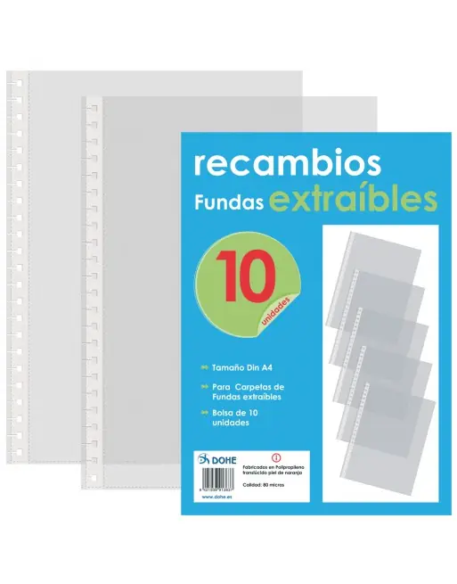 DOHE RECAMBIO DE 10 FUNDAS EXTRAIBLES A4 - 91363 Precio Rebajado