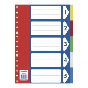 Precio Económico DOHE SEPARADORES 5 POSICIONES 5 COLORES 225 X 300 FORMATO A4 - 90457