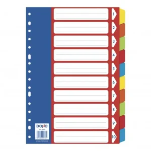 DOHE SEPARADORES CARTULINA 10 POSICIONES 5 COLORES 227 X 315 FORMATO FOLIO 180 GR - 90643 Precio Económico
