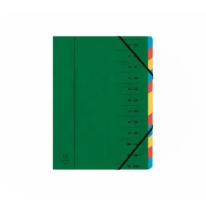 EXACOMPTA CARPETA CLASIFICADOR 12 COMPARTIMENTOS C/GOMA A4 VERDE - 54123E Marca Reconocida