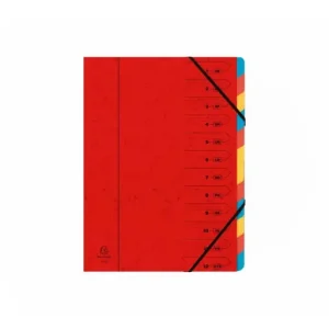EXACOMPTA CARPETA CLASIFICADOR 12 COMPARTIMENTOS CON GOMA A4 ROJO - 54125E A Buen Precio