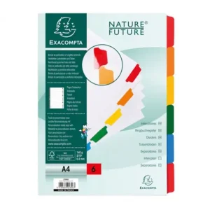 EXACOMPTA SEPARADORES CARTULINA A4 6 POSICIONES 160GR BLANCO CON PESTAÑA DE COLOR - 2306E Popular
