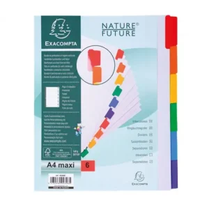 Moderno EXACOMPTA SEPARADORES CARTULINA A4+ 6 POSICIONES 160GR BLANCO CON PESTAÑA DE COLOR - 4306E