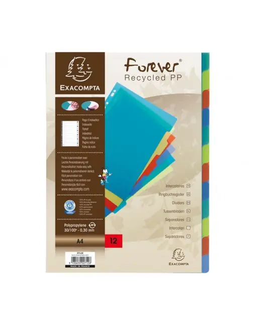 Novedad EXACOMPTA SEPARADORES POLIPROPILENO A4 12 POSICIONES - 2712E