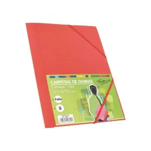 Solo Por Tiempo Limitado FABRISA CARPETA GOMAS CARTON FOLIO ROJO - 15826