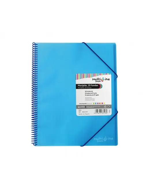 Moderno GRAFOPLAS CARPETA 20 FUNDAS MAXIPLAS CON ESPIRAL AZUL - 39832330