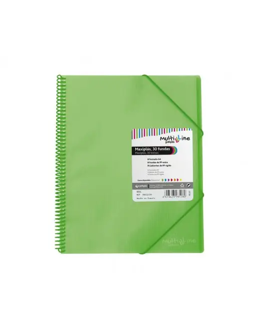 GRAFOPLAS CARPETA 30 FUNDAS MAXIPLAS CON ESPIRAL VERDE - 39833320 Súper Precio