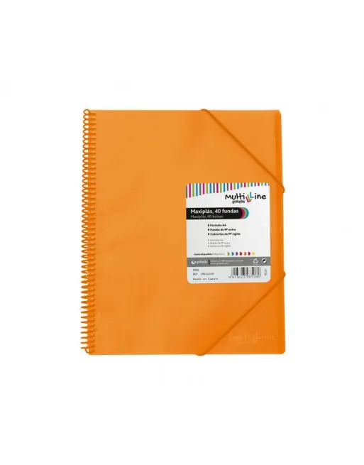 GRAFOPLAS CARPETA 40 FUNDAS MAXIPLAS CON ESPIRAL NARANJA - 39834352 Novedad