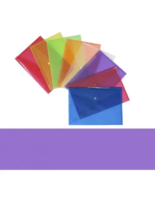 GRAFOPLAS SOBRES PP TRANSLÚCIDO CON CIERRE BROCHE FOLIO XS VIOLETA - 98487135 Promoción