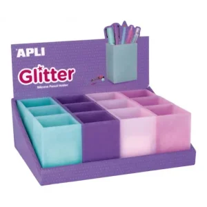 APLI EXPOSITOR 12 CUBILETES GLITTER COLLECTION 18616 Lujoso