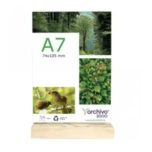 Mejor Precio ARCHIVO2000 EXPOSITOR DE SOBREMESA DOBLE CARA CON BASE DE MADERA A7 VERTICAL ID 15907M1 TP