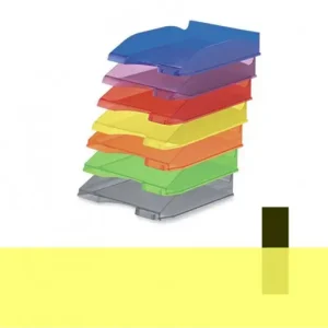 FAIBO BANDEJA APILABLE DE PLÁSTICO TRANSLÚCIDO CON PORTAETIQUETA 35X25X6,5 CM AMARILLO - 93TR-64 Mayoreo