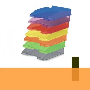 A Buen Precio FAIBO BANDEJA APILABLE DE PLÁSTICO TRANSLÚCIDO CON PORTAETIQUETA 35X25X6,5 CM NARANJA - 93TR-61