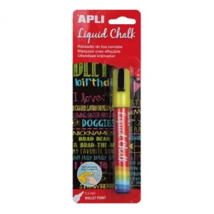 APLI BLISTER ROTULADOR PARA PIZARRA CHALK 5.5MM PUNTA REDONDA AMARILLO - 13956 Garantía De Devolución De Dinero