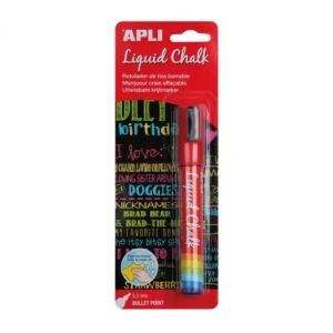 De Moda APLI BLISTER ROTULADOR PARA PIZARRA CHALK 5.5MM PUNTA REDONDA ROJO - 13957