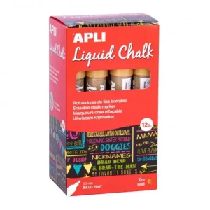 APLI 12 ROTULADOR PARA PIZARRAS CHALK 5.5MM PUNTA CONICA DORADO-ORO - 18041 Solo Hoy