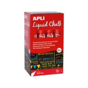 APLI 12 ROTULADOR PARA PIZARRAS CHALK 5.5MM PUNTA CONICA ROJO - 16902 De Moda