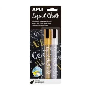 Favorito De Clientes APLI BLISTER 2U ROTULADORES CHALK 5.5MM ORO/PLATA - 14847